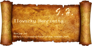 Ilovszky Henrietta névjegykártya